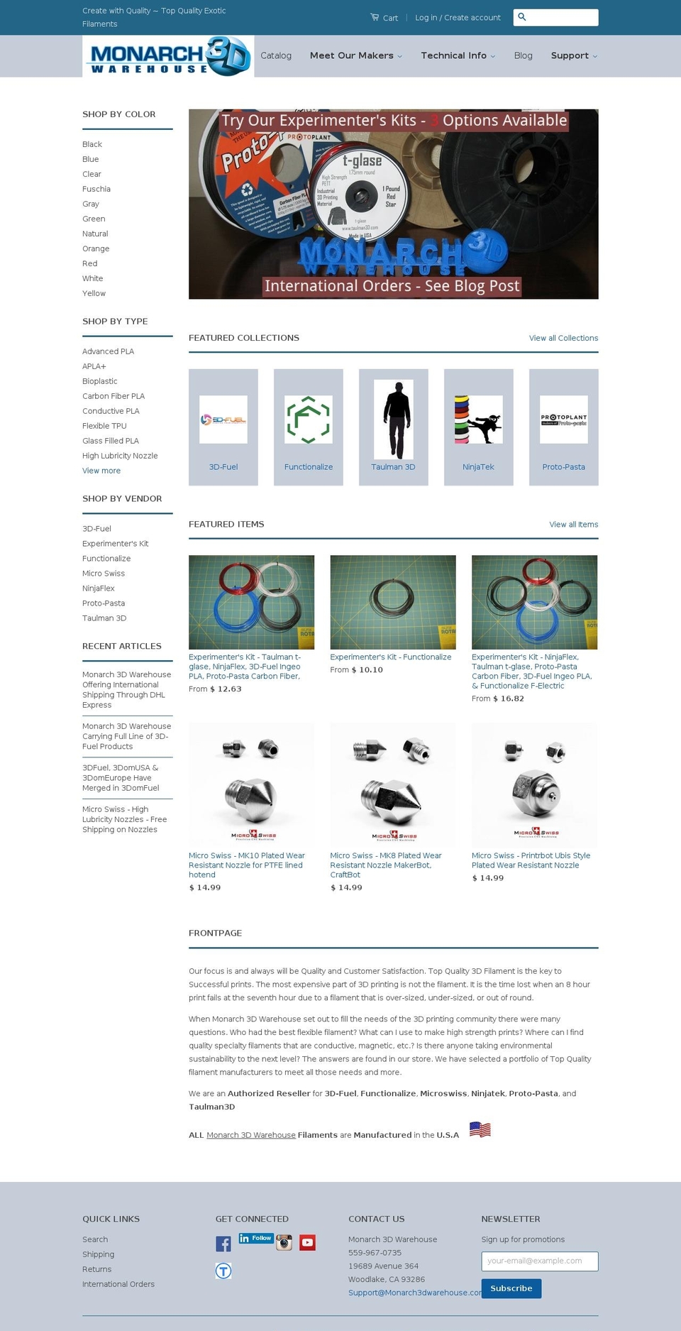 monarch3dw.com shopify website screenshot