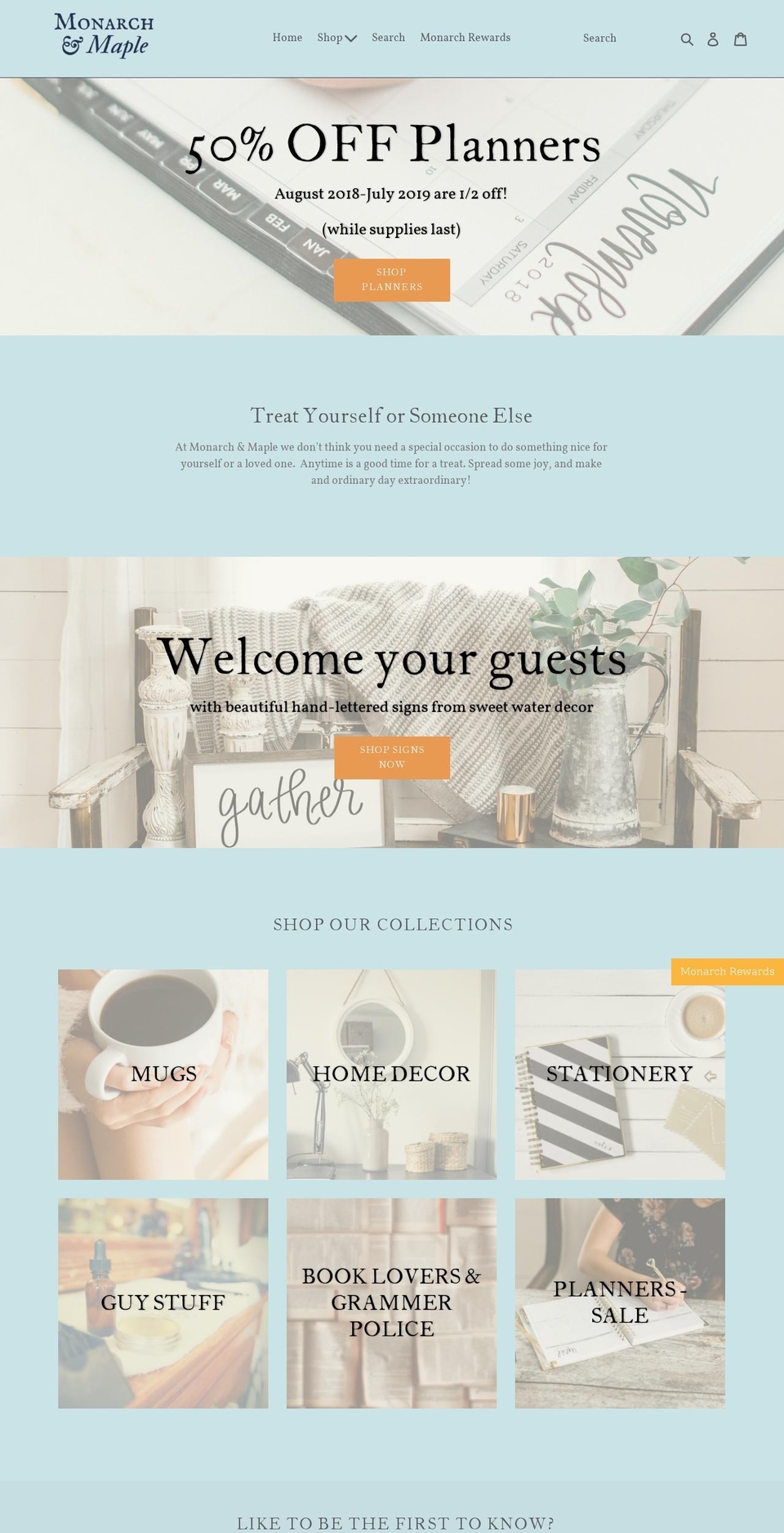 monarchandmaple.com — Shopify storefront screenshot