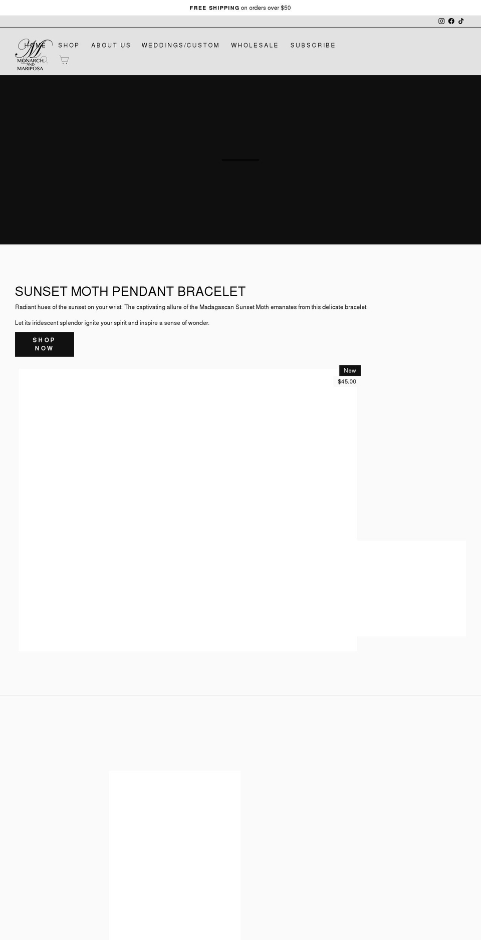 monarchandmariposa.com shopify website screenshot