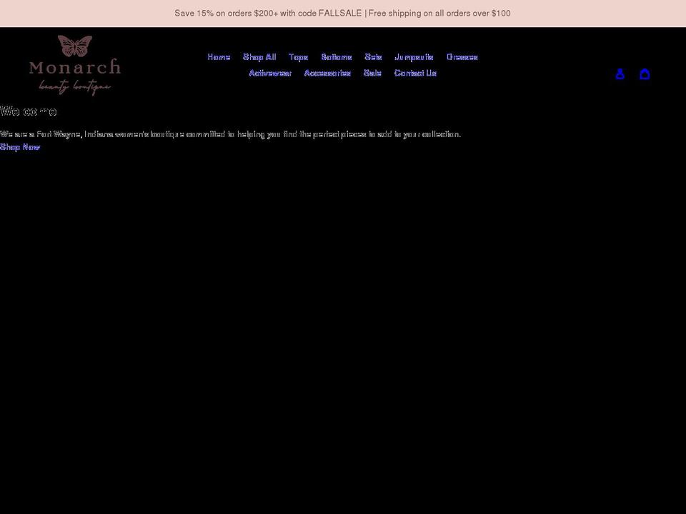 monarchbeautyboutique.com shopify website screenshot