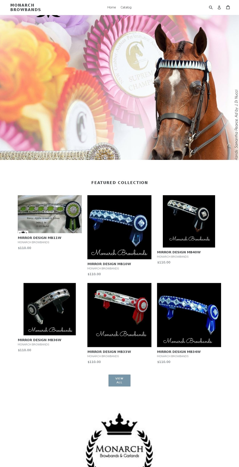 monarchbrowbands.com — Shopify storefront screenshot