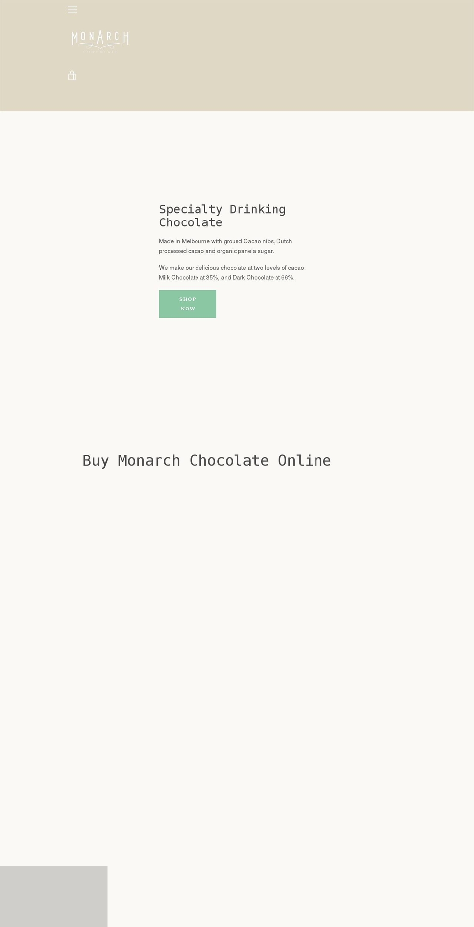 monarchchocolate.com.au shopify website screenshot