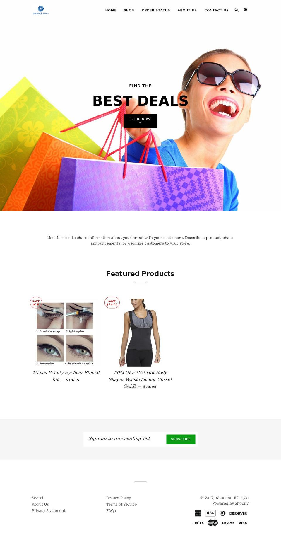 monarchdeals.com shopify website screenshot