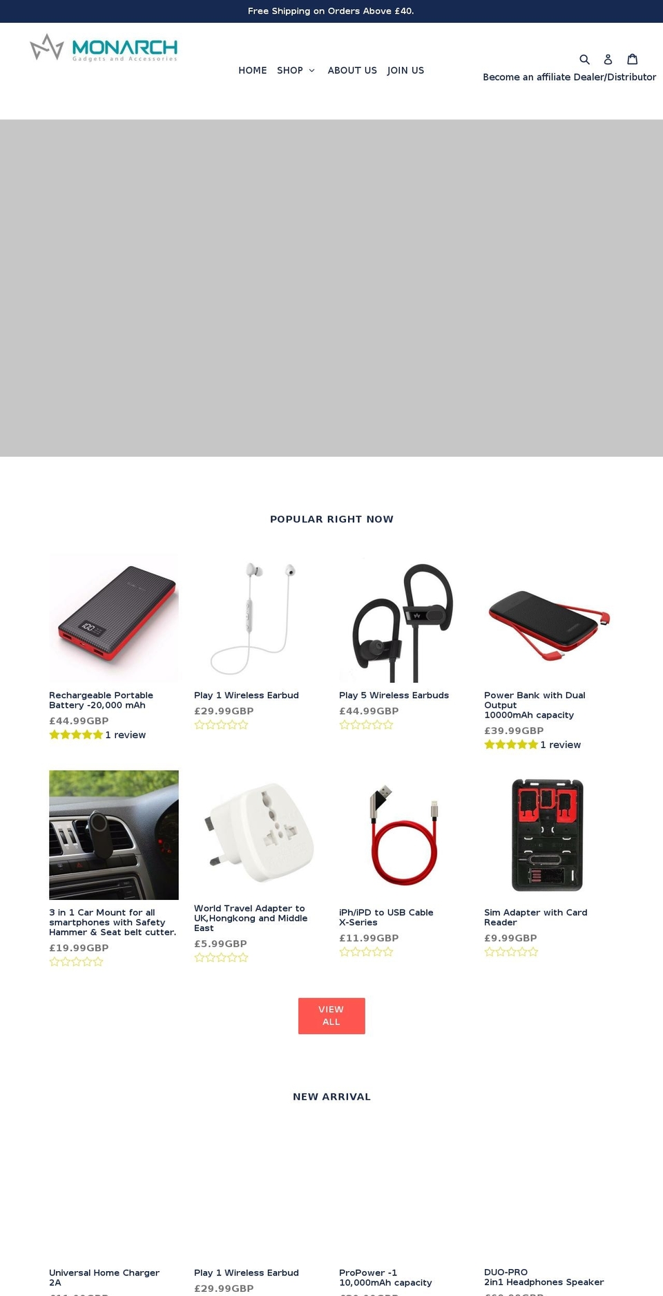 monarchgadgets.com shopify website screenshot