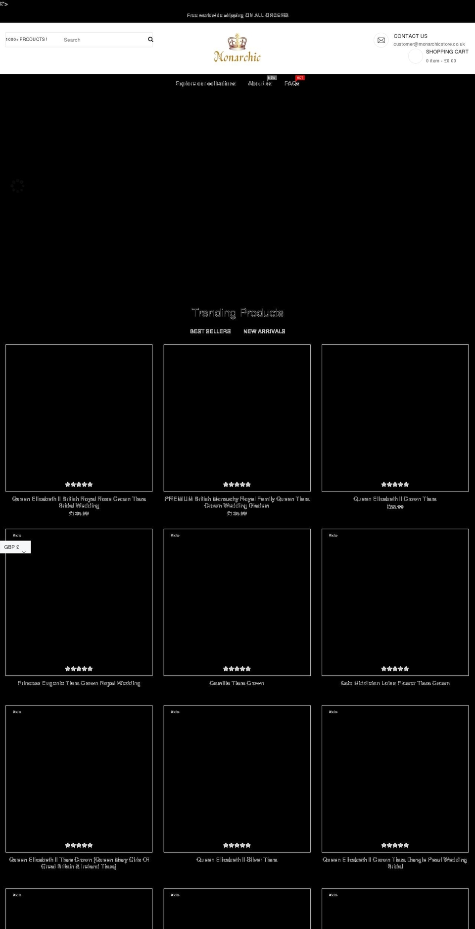 monarchicstore.co.uk shopify website screenshot