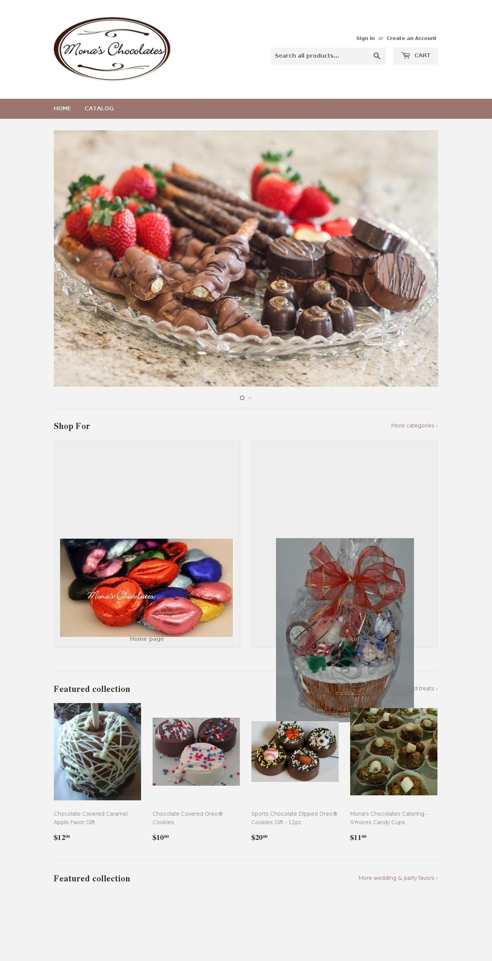 Crave Shopify theme site example monaschocolates.com