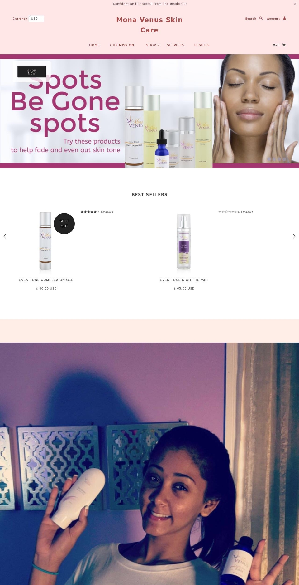 monavenusskincare.com — Shopify storefront screenshot