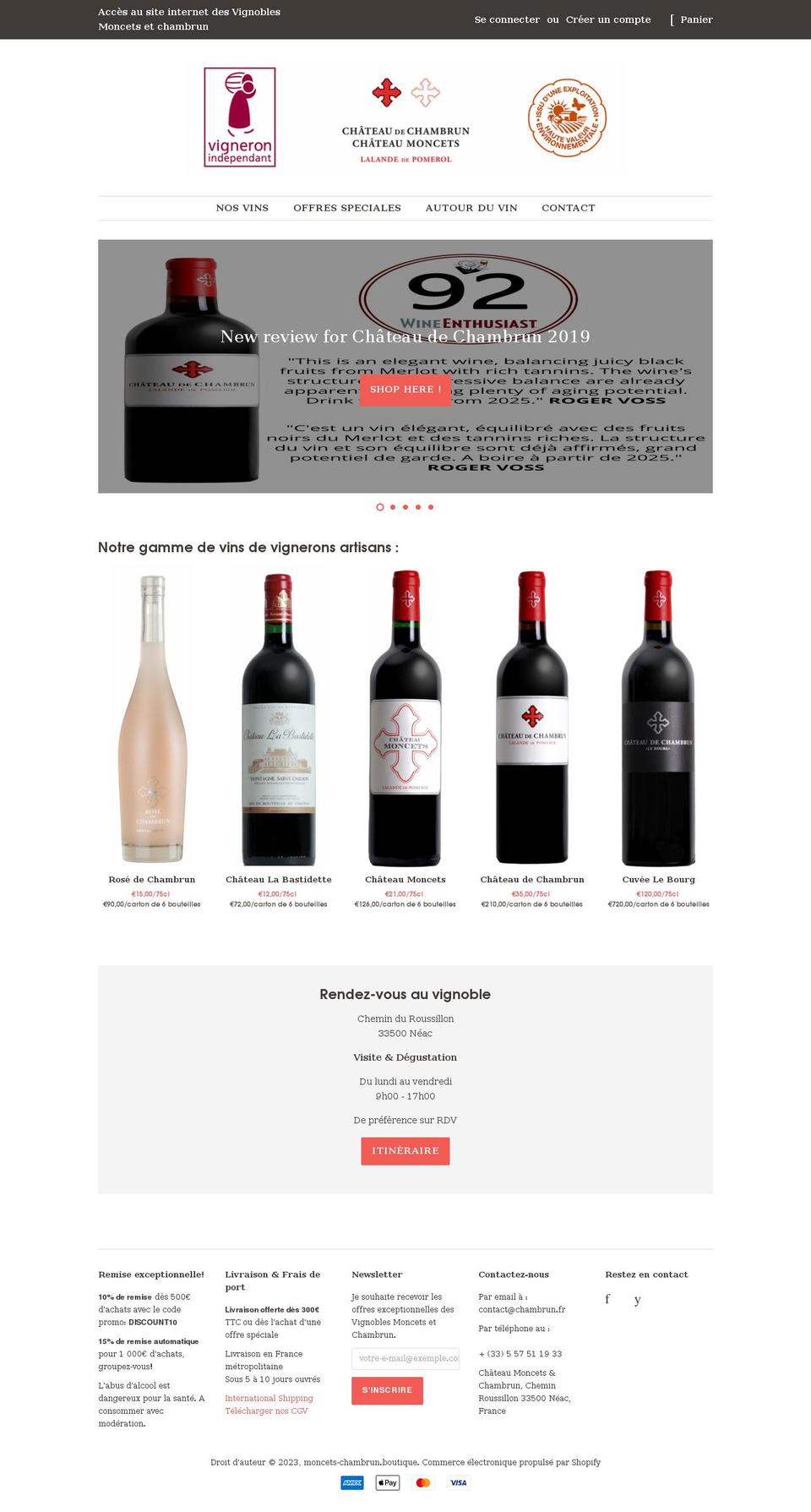 moncets-chambrun.boutique shopify website screenshot