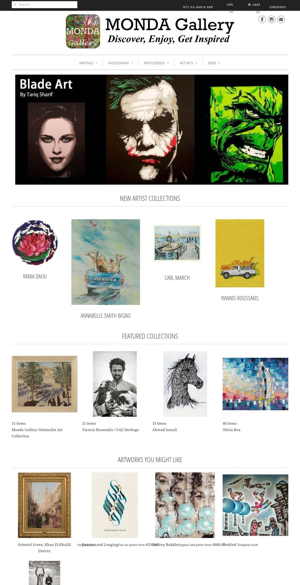 monda.gallery shopify website screenshot