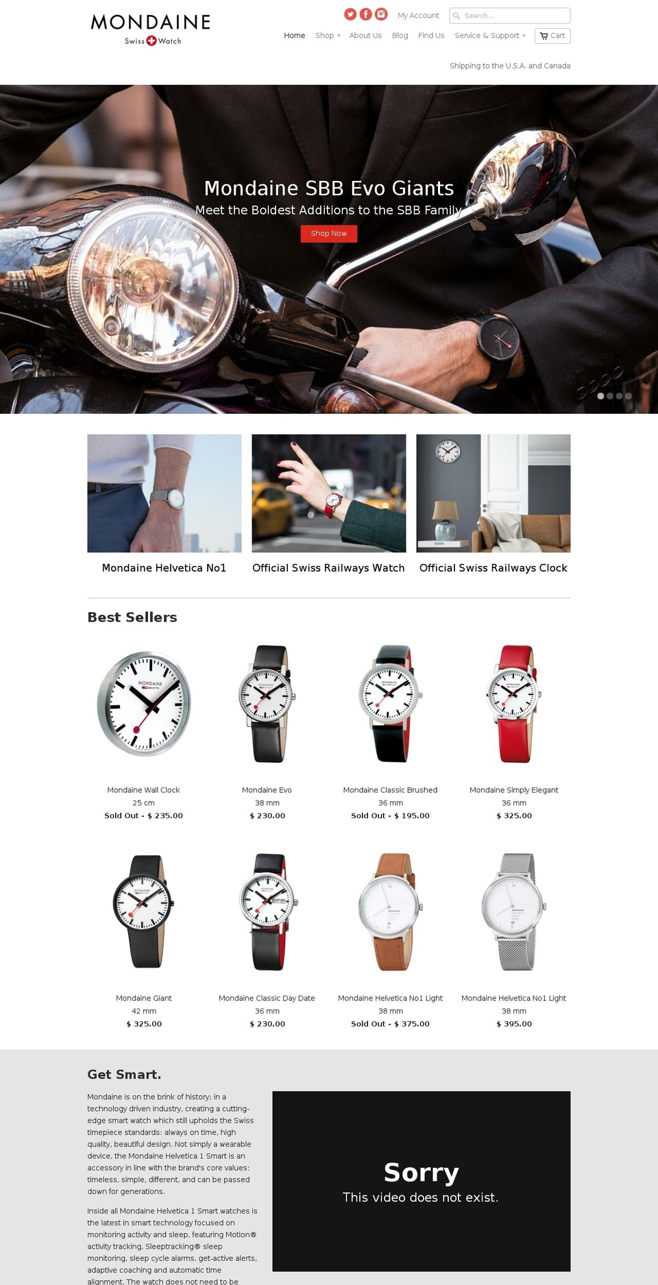 mondaineusa.com shopify website screenshot