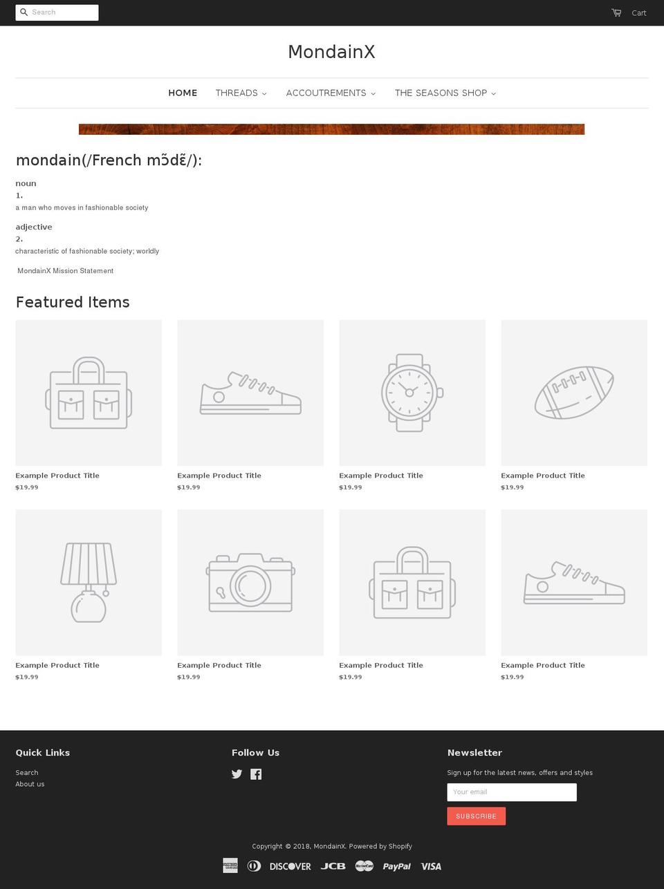 mondainx.com — Shopify storefront screenshot