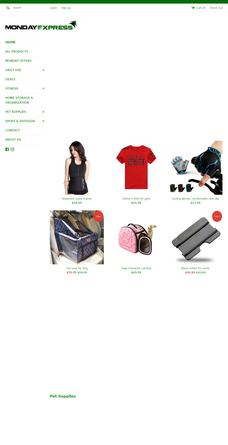 mondayexpress.com — Shopify storefront screenshot