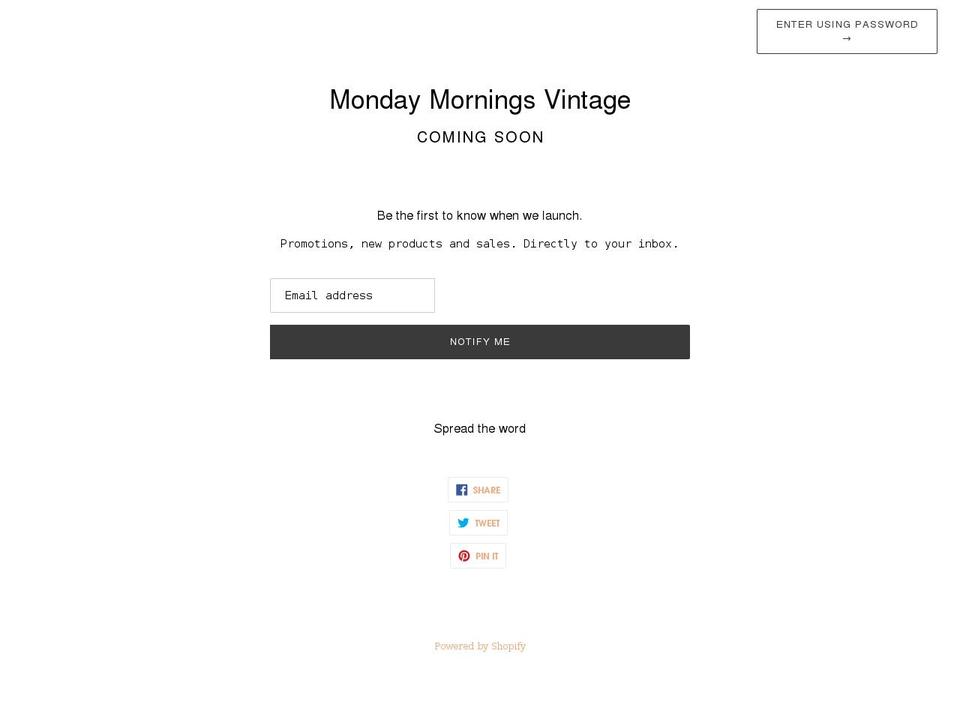 mondaymorningsvintage.com shopify website screenshot