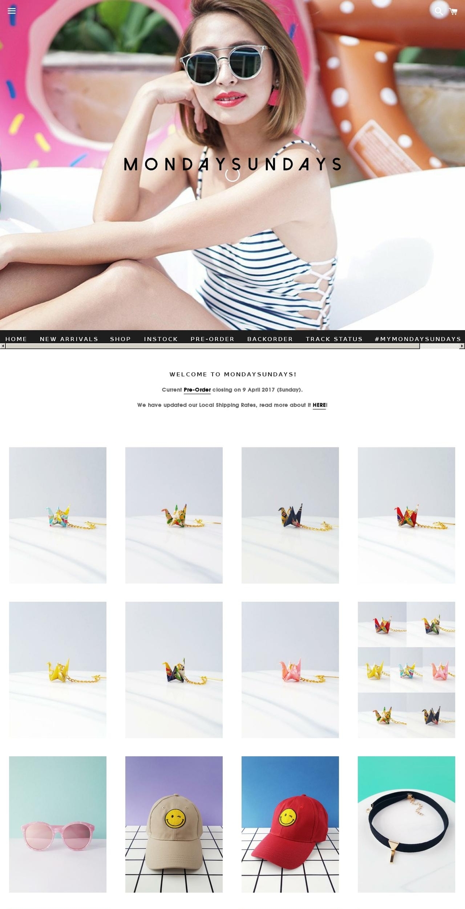 mondaysundays.com shopify website screenshot