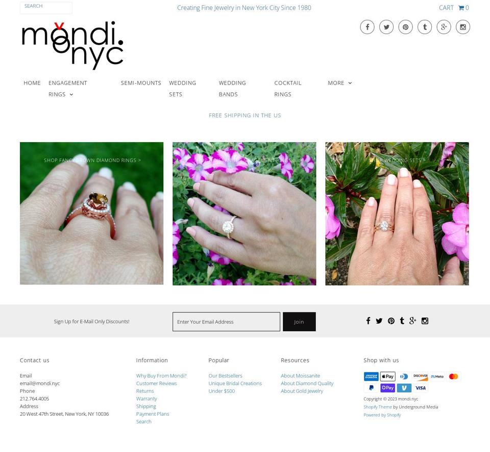 mondi.nyc shopify website screenshot