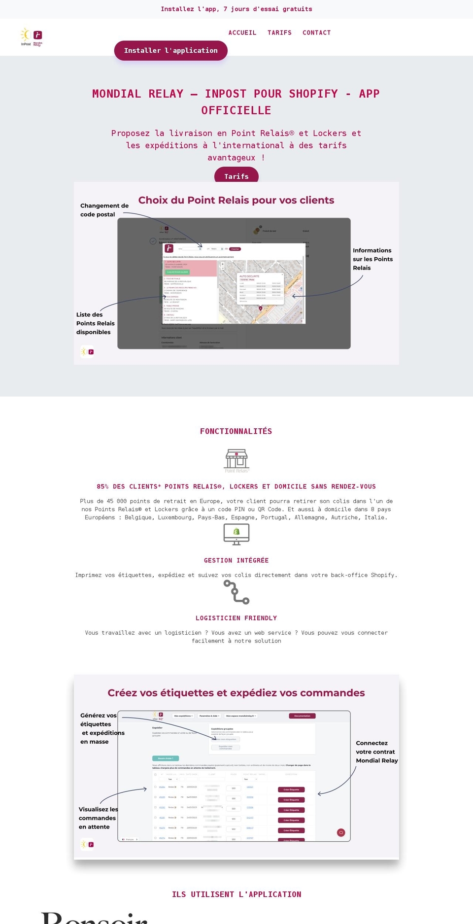 mondial-relay-app.com shopify website screenshot
