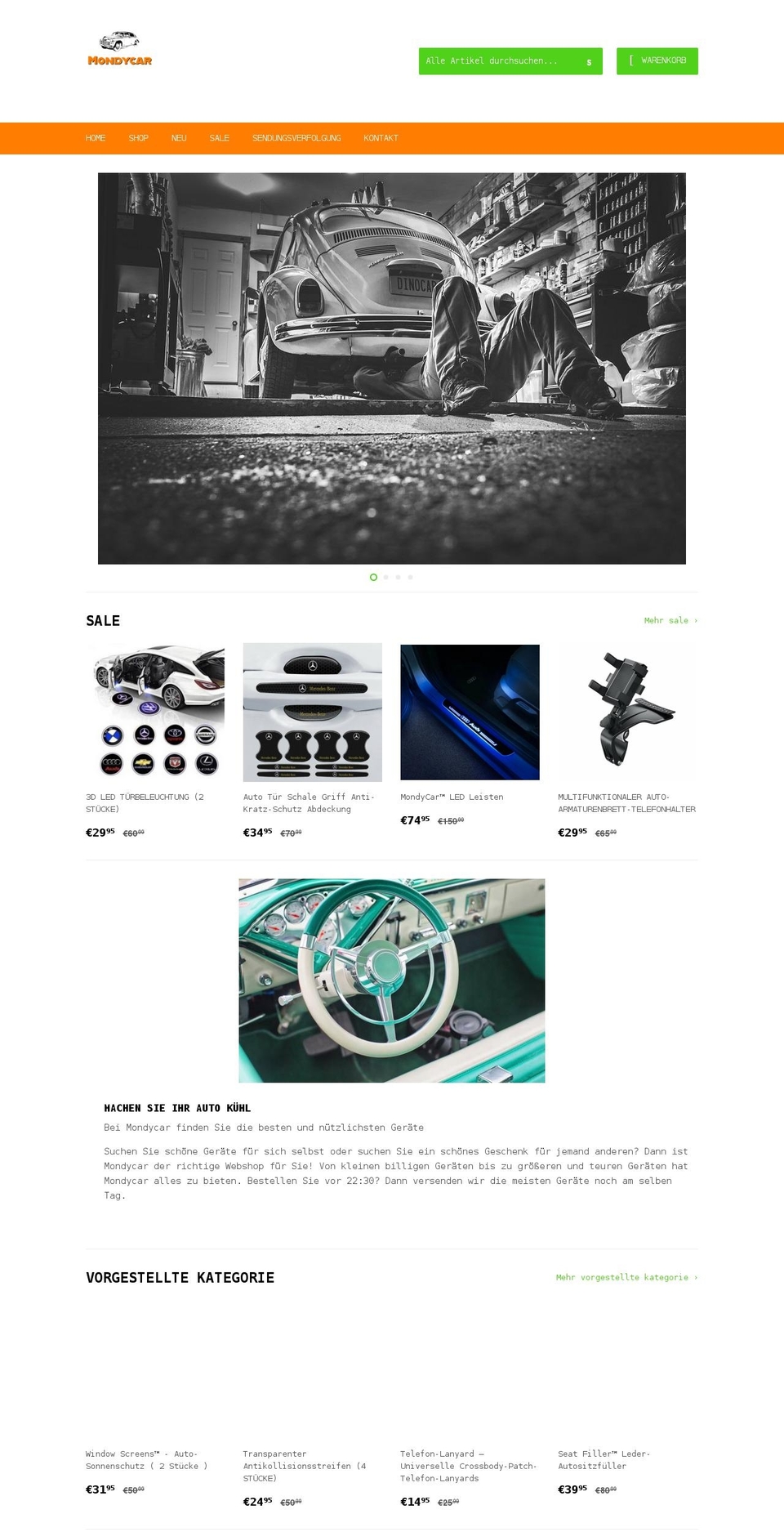 mondycar.de shopify website screenshot