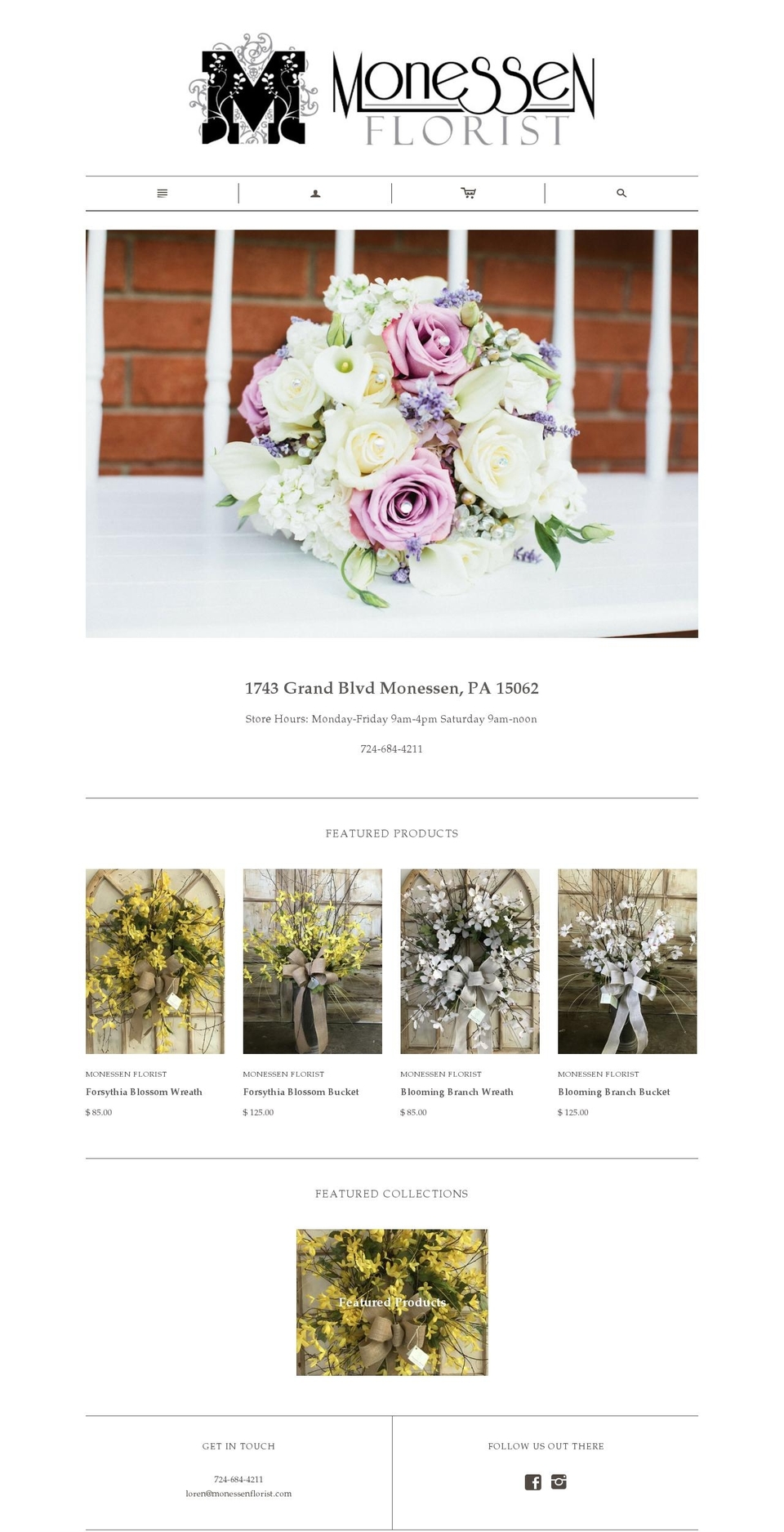 monessenflorist.com shopify website screenshot