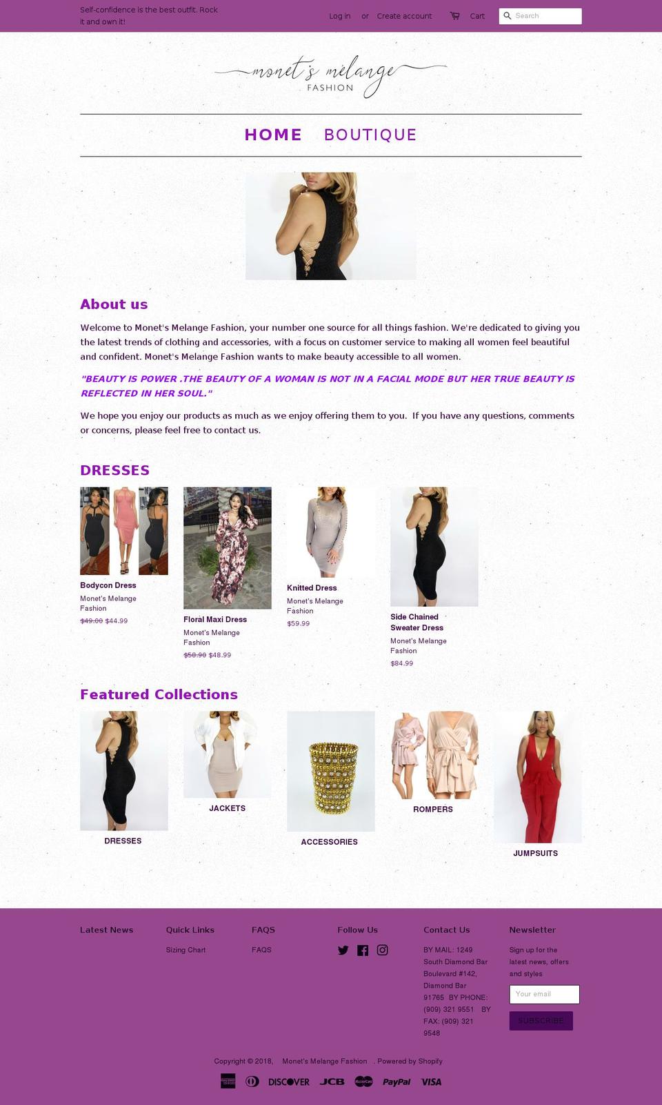 monets-melange-fashion.com — Shopify storefront screenshot