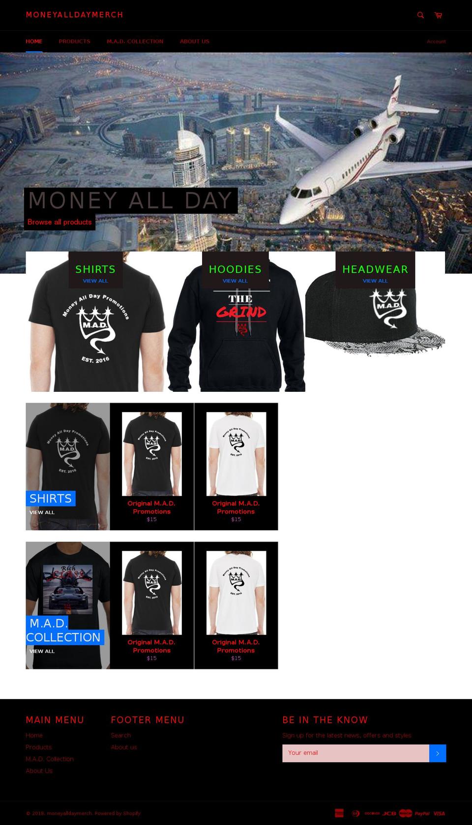 moneyalldaymerch.com shopify website screenshot