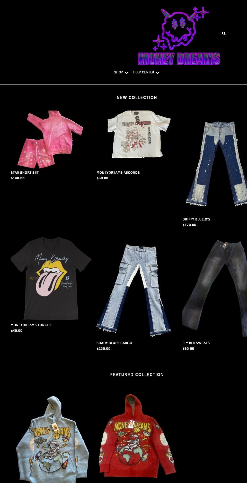 moneydreamsapparel.com shopify website screenshot