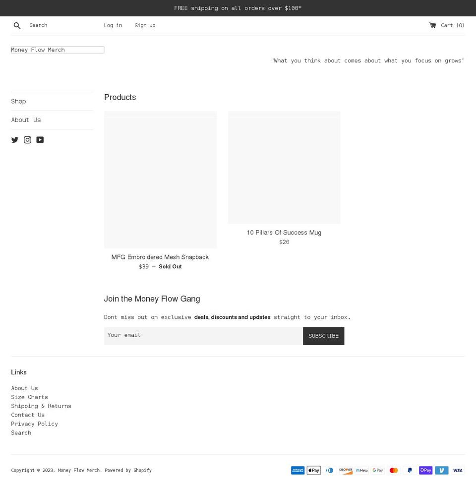 moneyflowmerch.com shopify website screenshot