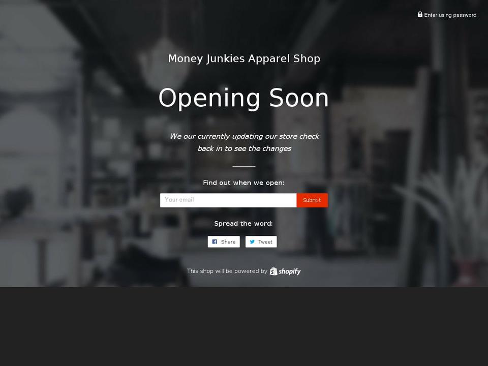 moneyjunkiesapparel.com shopify website screenshot