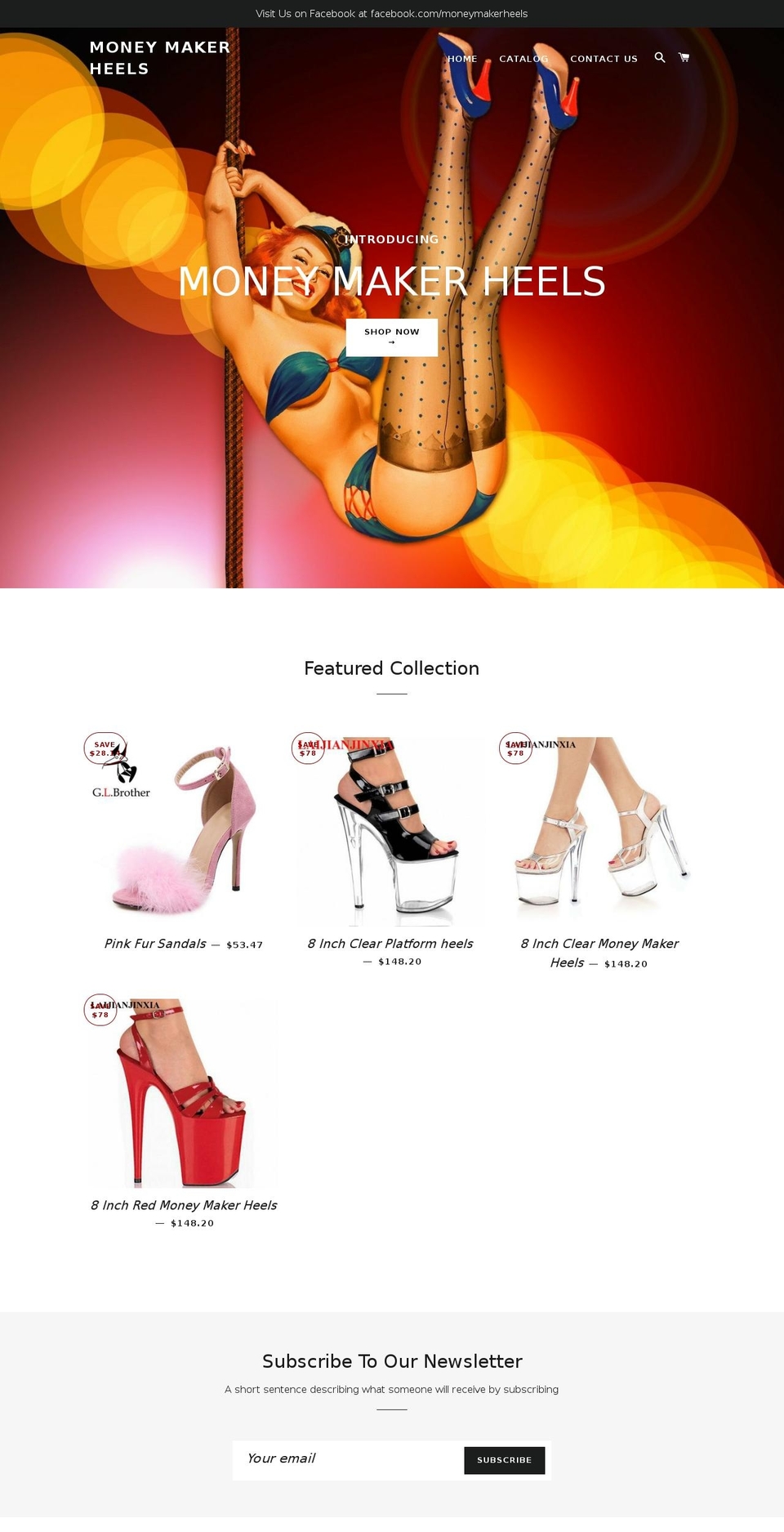 moneymakerheels.com — Shopify storefront screenshot