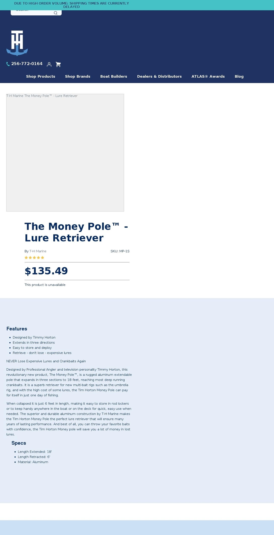 moneypolelureretriever.com — Shopify storefront screenshot