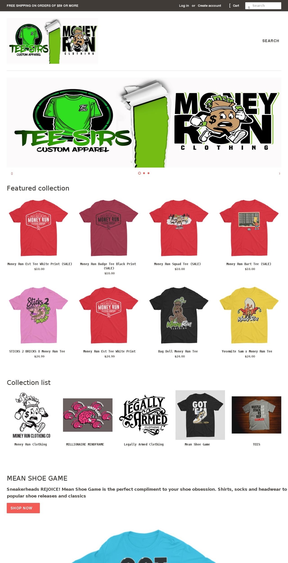 moneyrunclothing.com shopify website screenshot