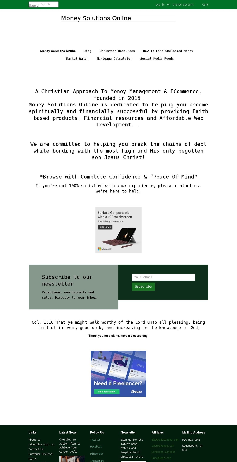 moneysolutionsonline.net shopify website screenshot