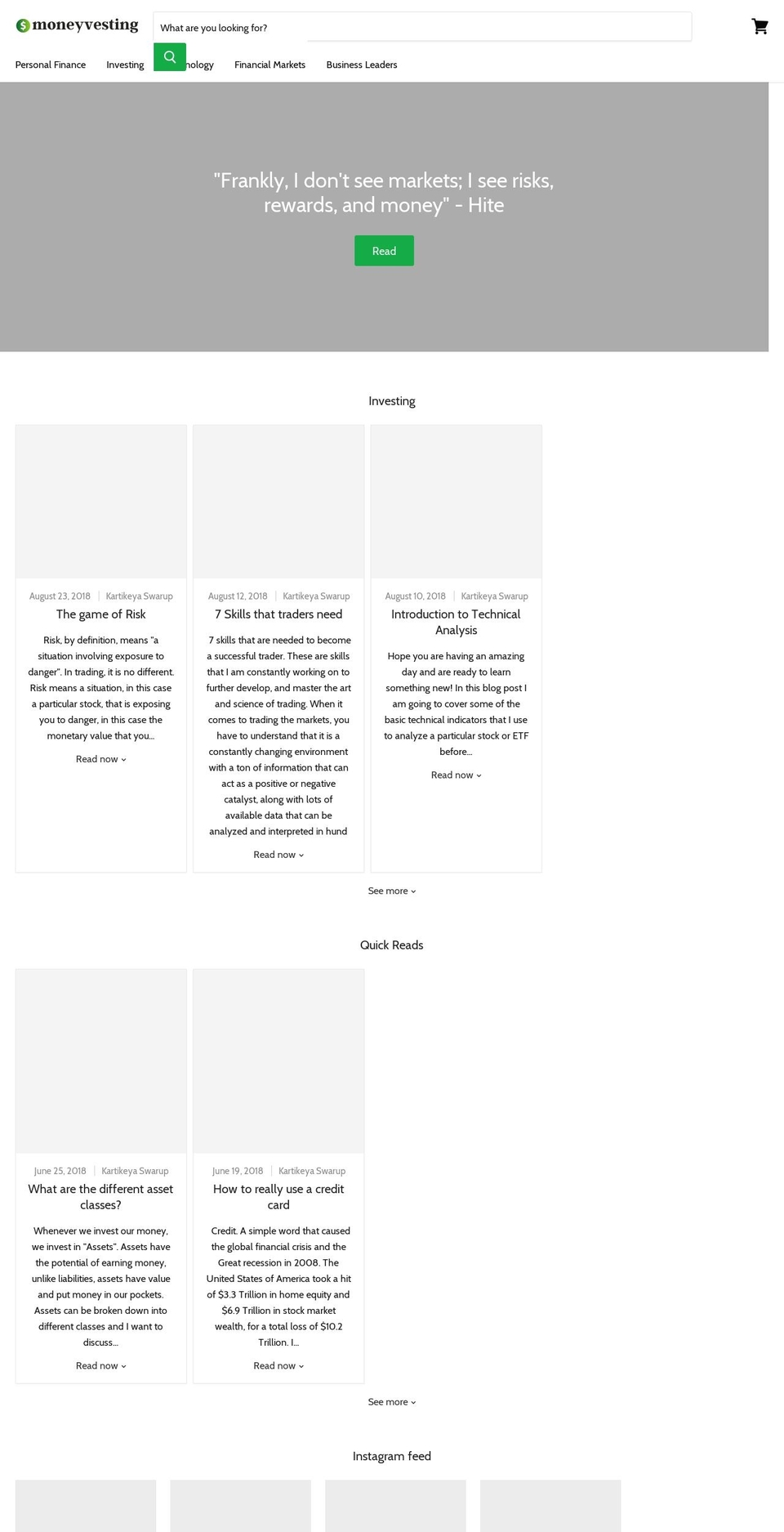 moneyvesting.com — Shopify storefront screenshot