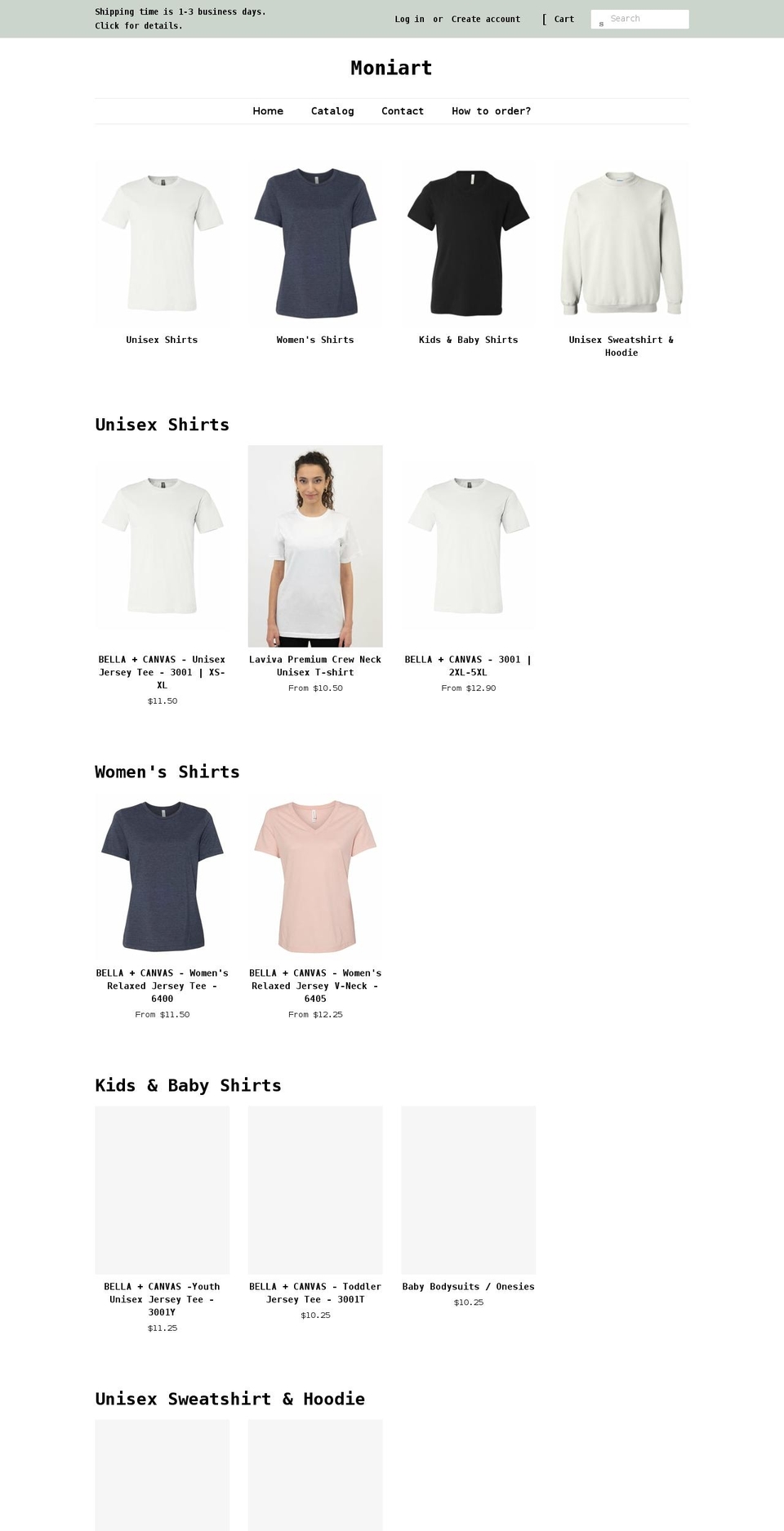 moniart.us shopify website screenshot