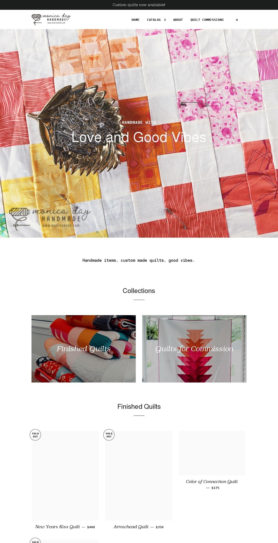 monicadayhandmade.com shopify website screenshot
