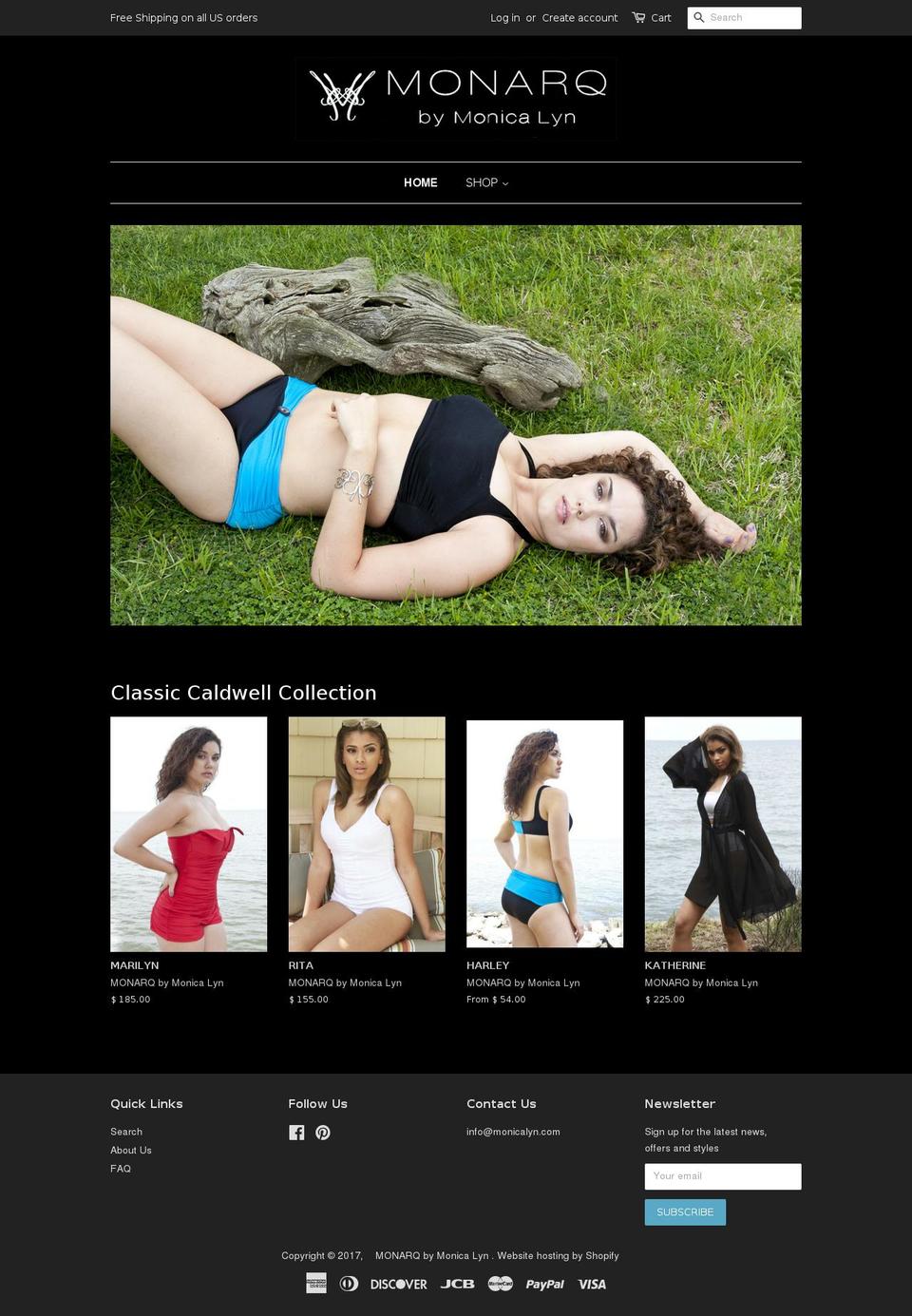 monicalyn.com shopify website screenshot