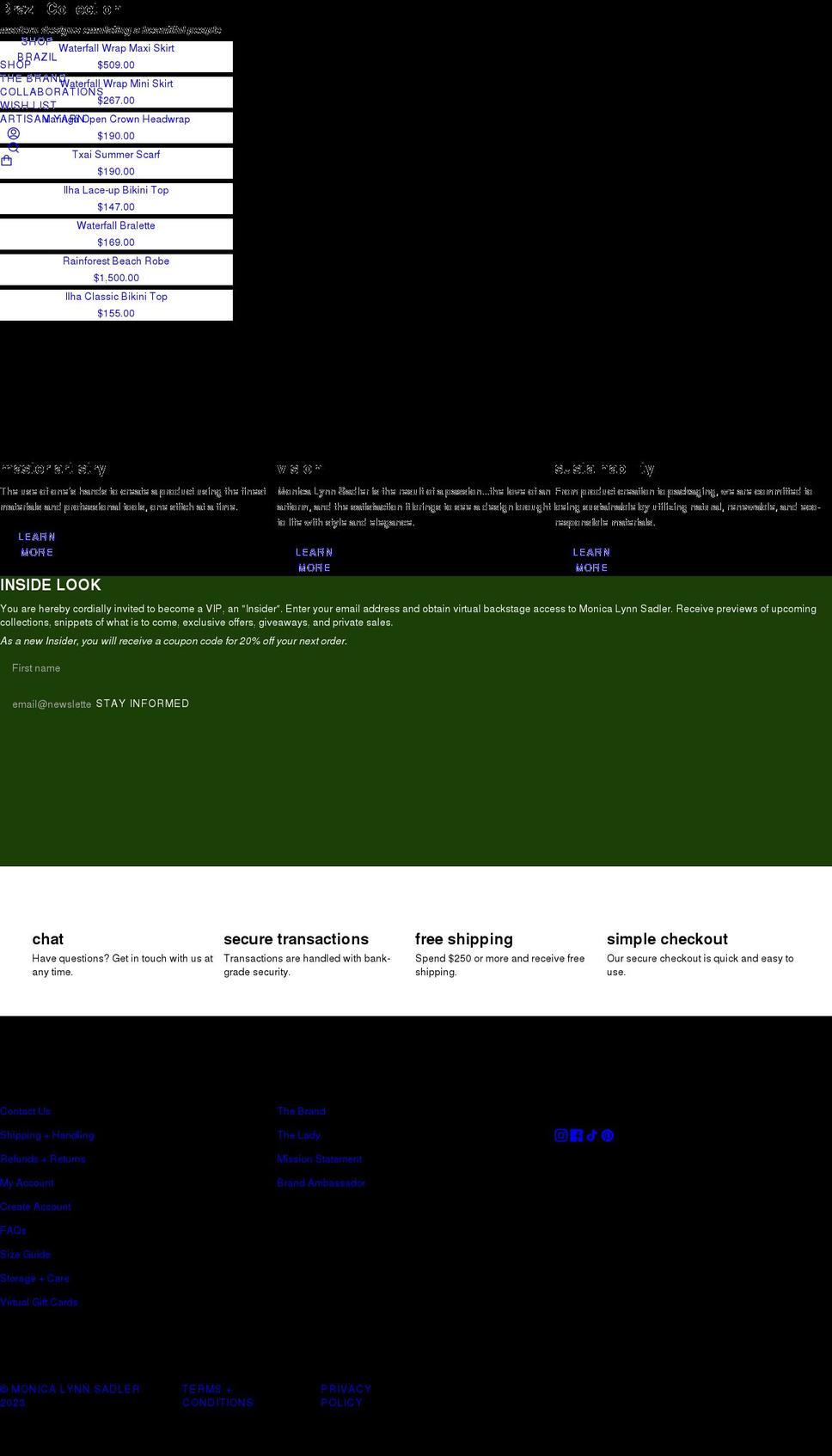 monicalynnsadler.com shopify website screenshot