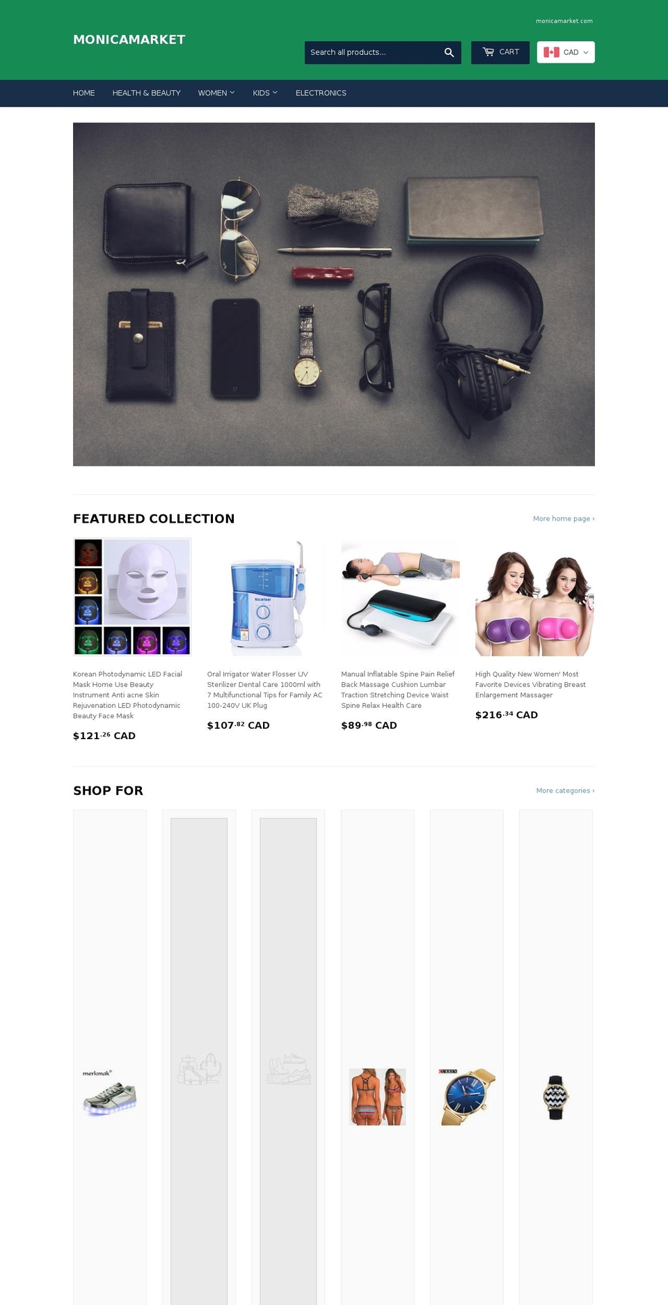 monicamarket.com — Shopify storefront screenshot