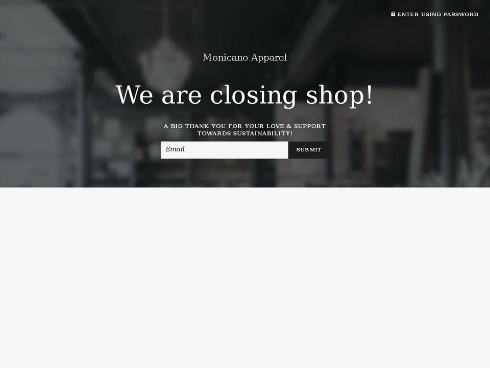 monicanoapparel.com — Shopify storefront screenshot