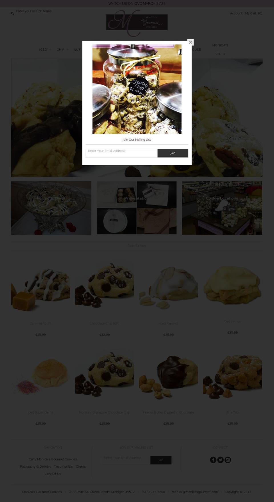 monicasgourmet.com shopify website screenshot