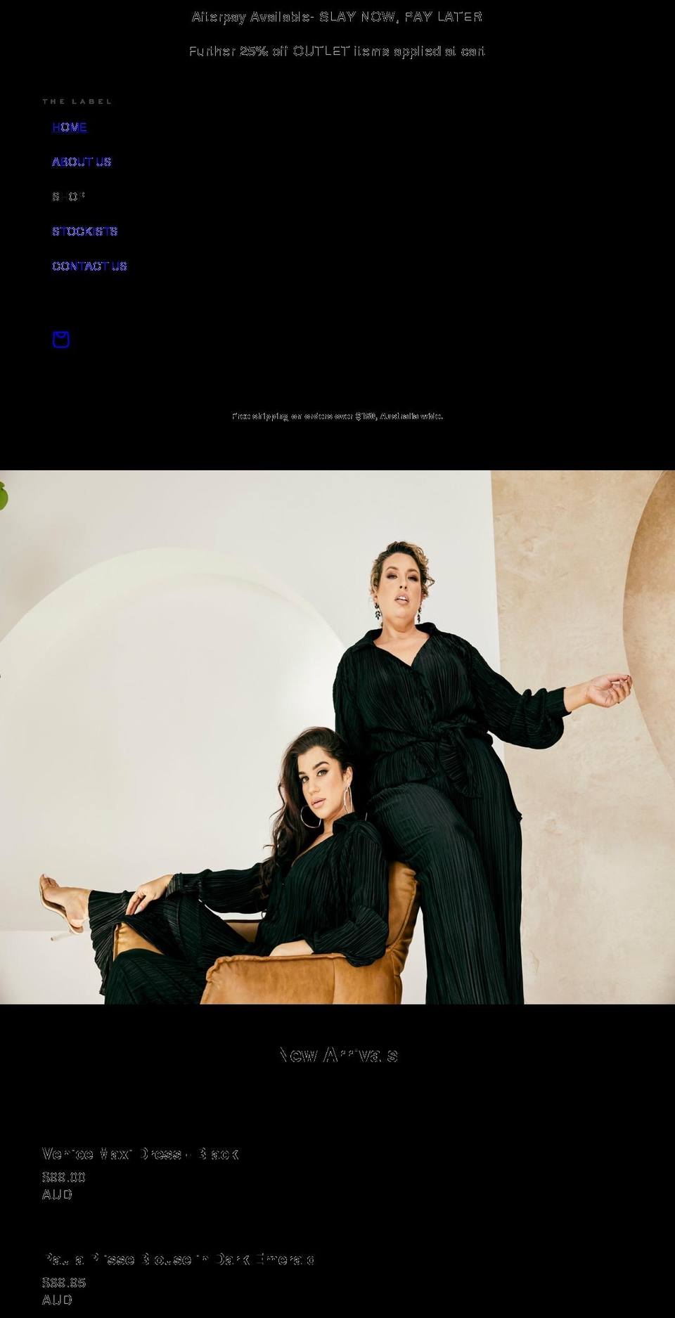 monicathelabel.com shopify website screenshot