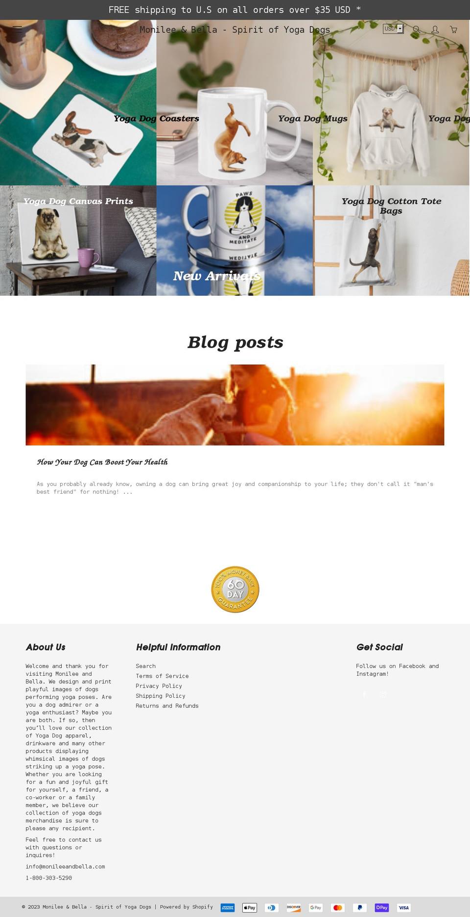 monileeandbella.com shopify website screenshot