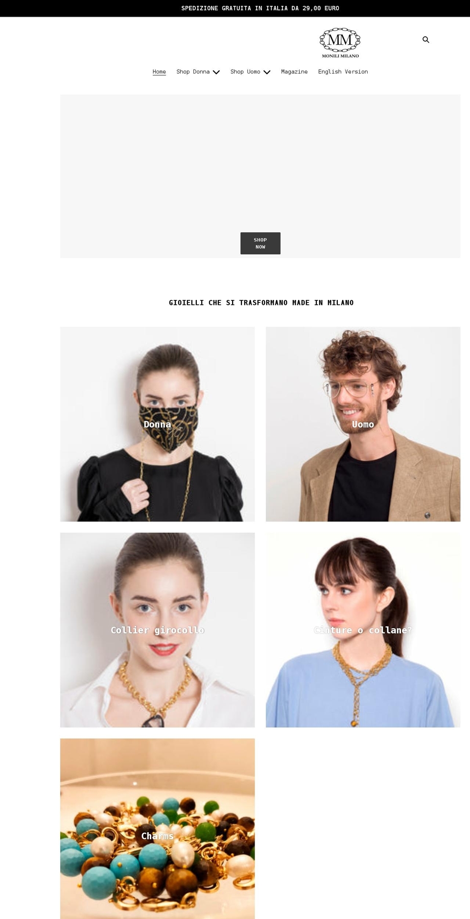 monilimilano.com shopify website screenshot