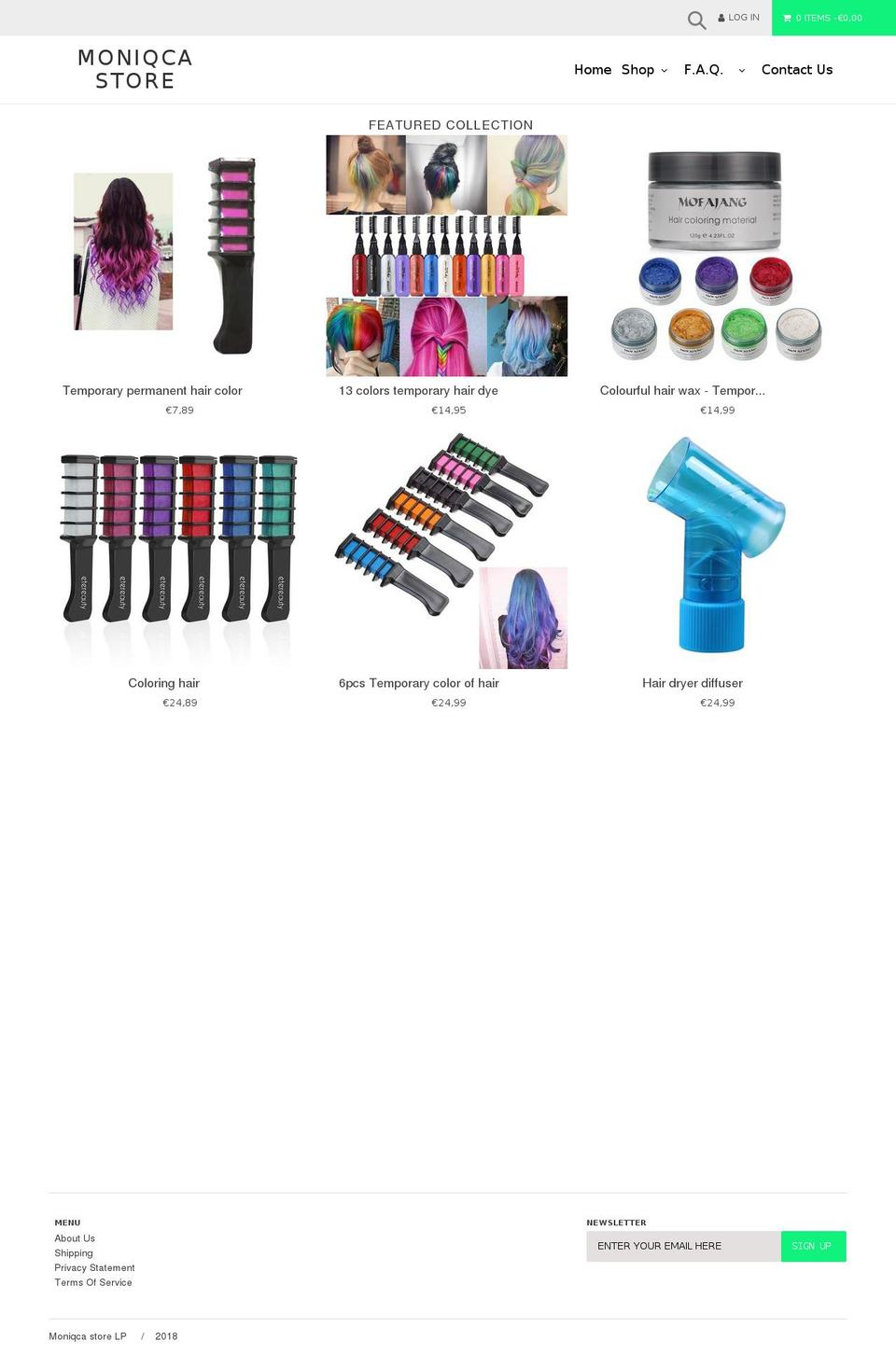 moniqca.com — Shopify storefront screenshot