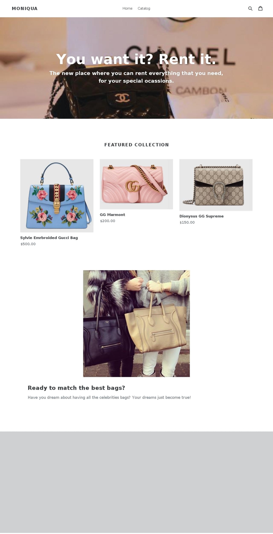 moniqua.com shopify website screenshot