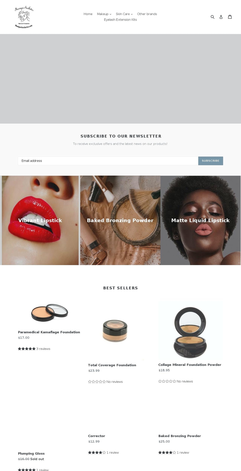 moniqueaesthetics.net shopify website screenshot