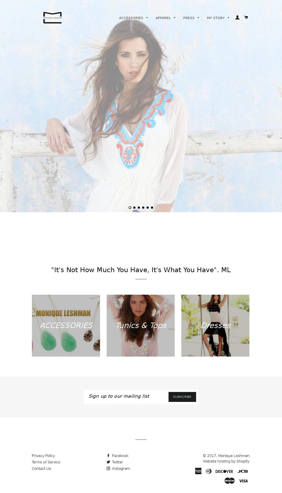 moniqueleshman.com shopify website screenshot