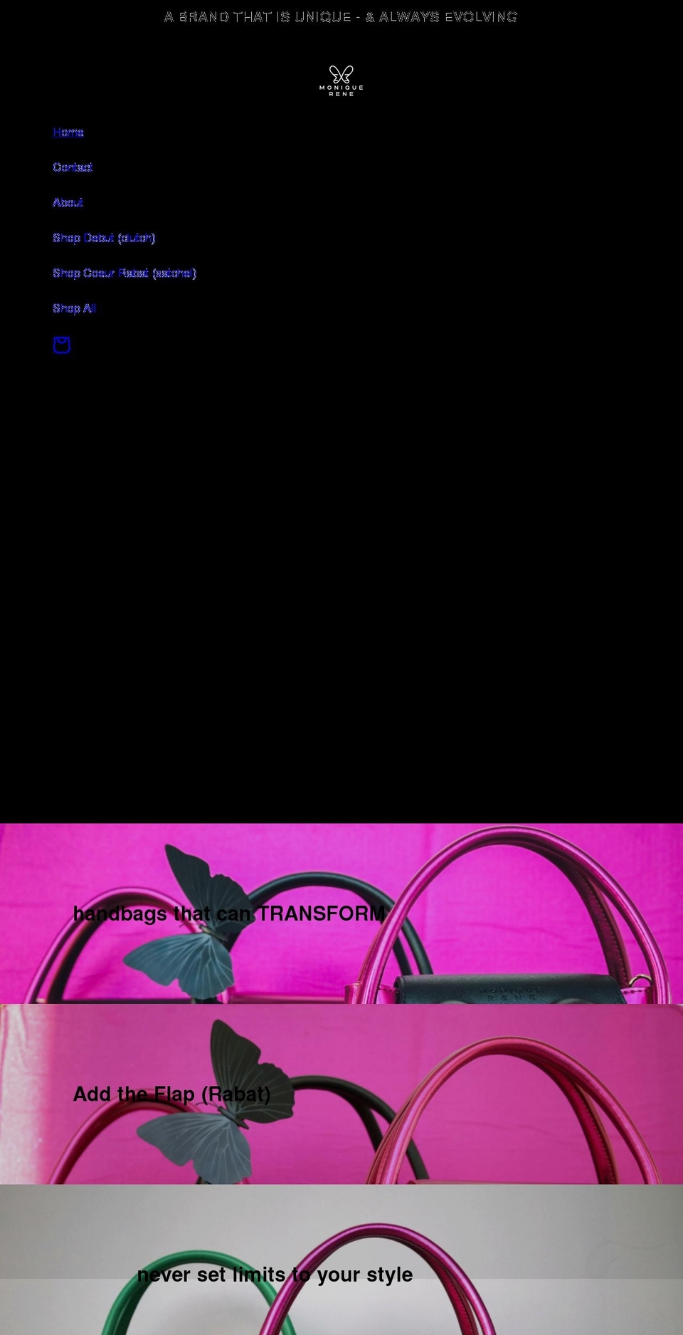 moniquerene.com shopify website screenshot