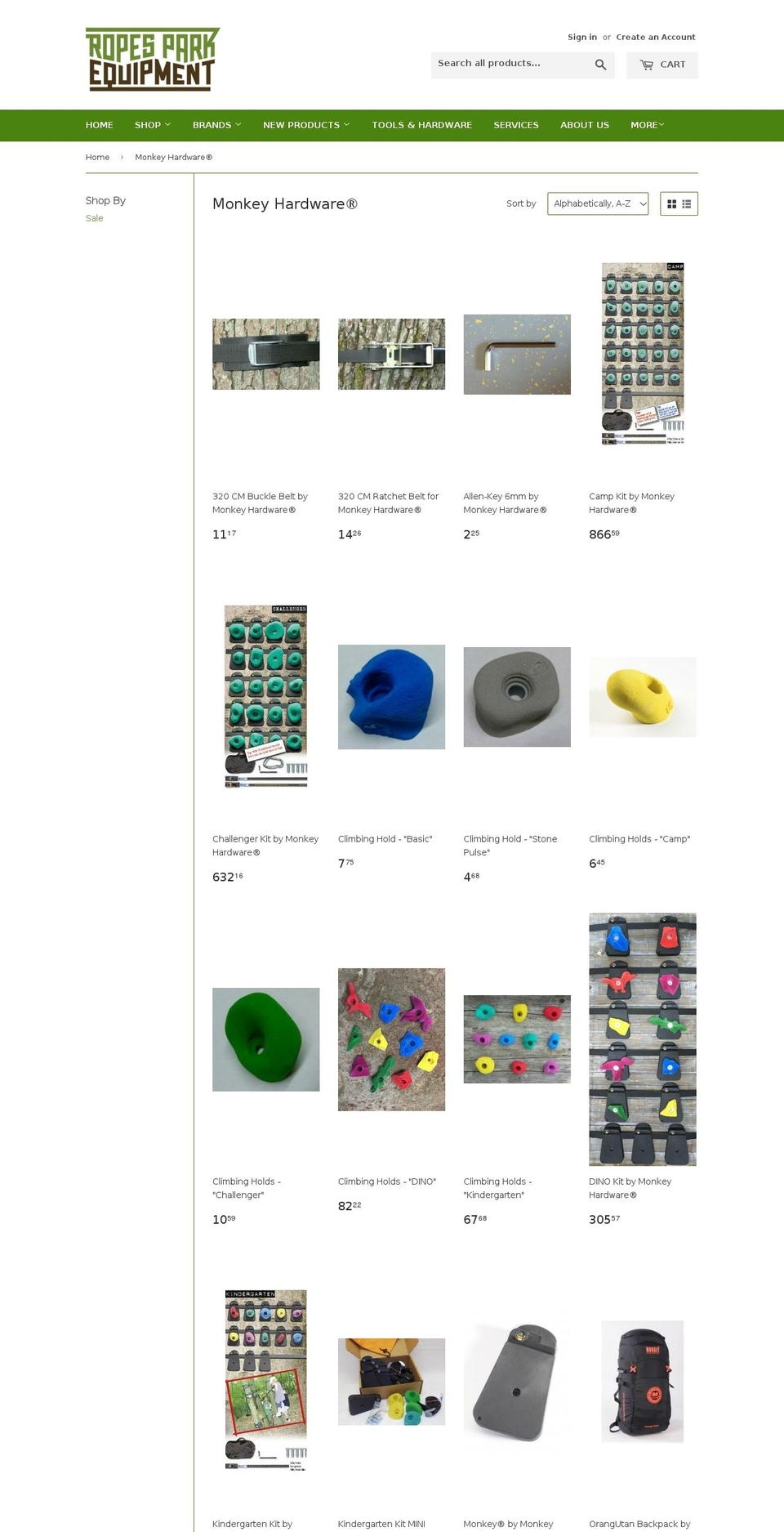 Ropes Park Equipment Shopify theme site example monkey-hardware.com