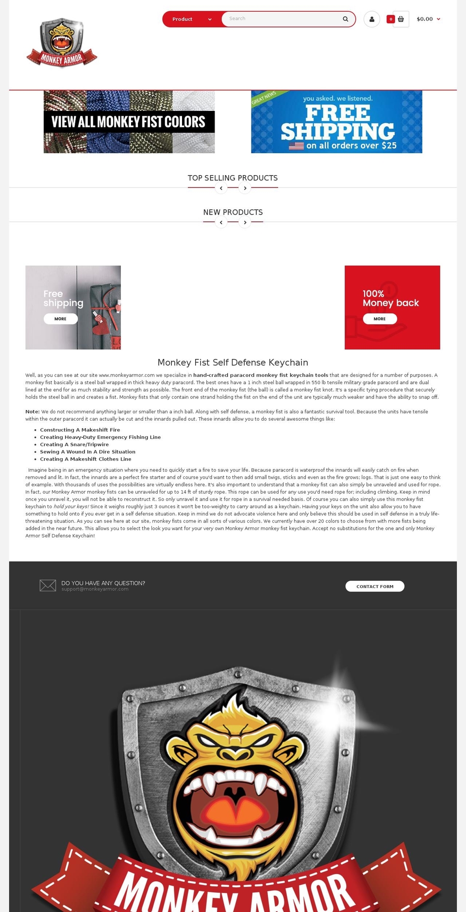 Fastor Default Shopify theme site example monkeyarmor.com