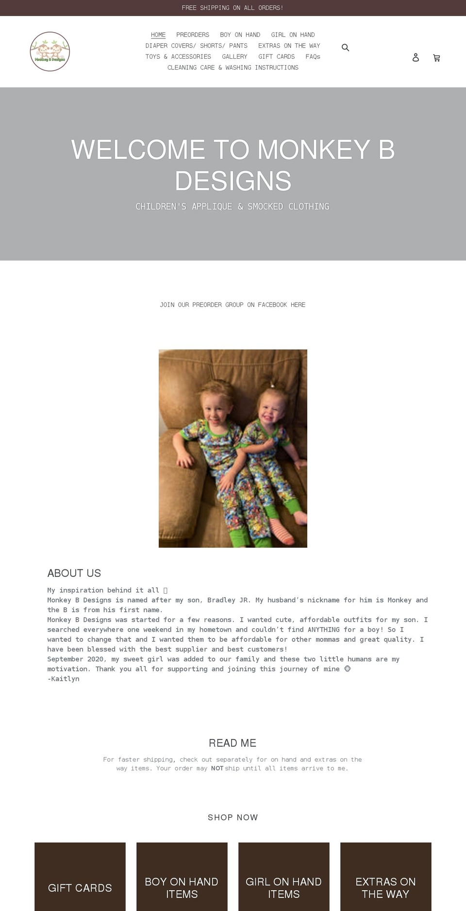 monkeybdesigns.com shopify website screenshot